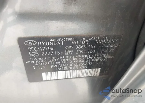 2010 Hyundai Elantra Gls из США, поврежденный, VIN KMHDU4AD0AU969897